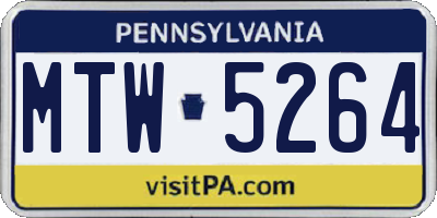 PA license plate MTW5264