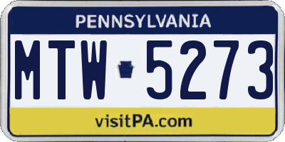 PA license plate MTW5273
