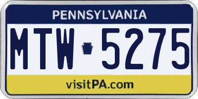 PA license plate MTW5275