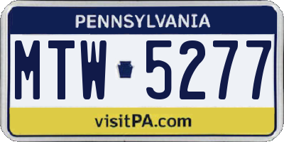 PA license plate MTW5277