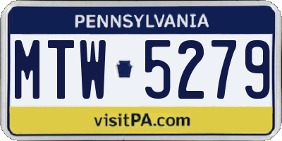 PA license plate MTW5279