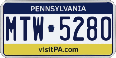 PA license plate MTW5280