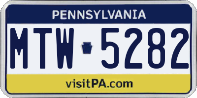 PA license plate MTW5282