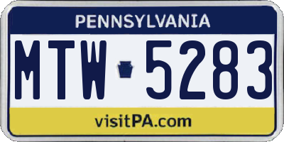PA license plate MTW5283