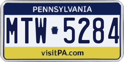 PA license plate MTW5284