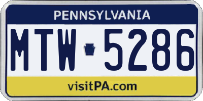 PA license plate MTW5286