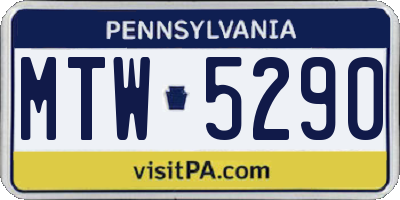 PA license plate MTW5290