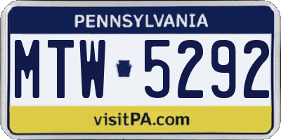PA license plate MTW5292