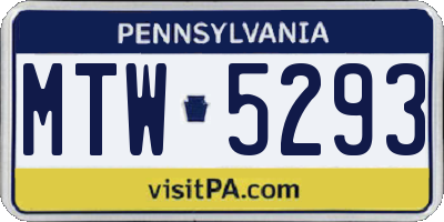 PA license plate MTW5293