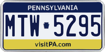 PA license plate MTW5295
