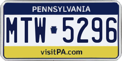PA license plate MTW5296