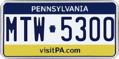 PA license plate MTW5300