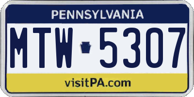 PA license plate MTW5307