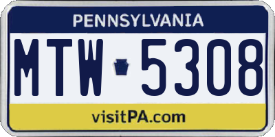 PA license plate MTW5308