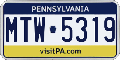 PA license plate MTW5319