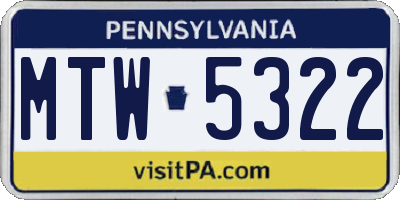 PA license plate MTW5322