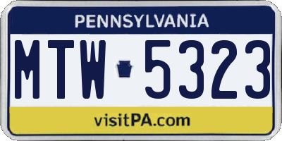 PA license plate MTW5323