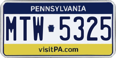 PA license plate MTW5325