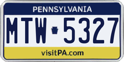 PA license plate MTW5327