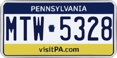 PA license plate MTW5328