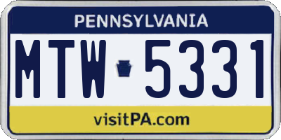 PA license plate MTW5331