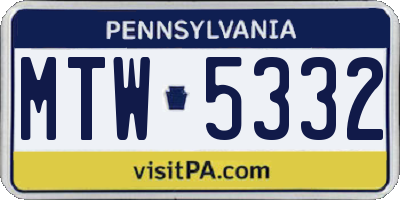 PA license plate MTW5332