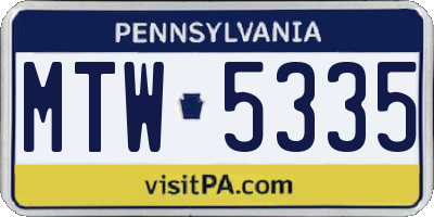 PA license plate MTW5335