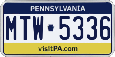 PA license plate MTW5336