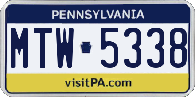 PA license plate MTW5338