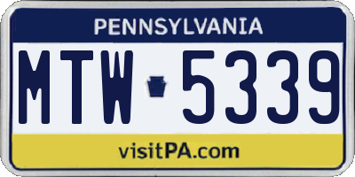 PA license plate MTW5339