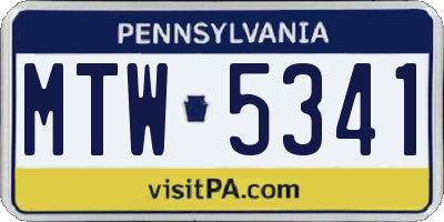 PA license plate MTW5341