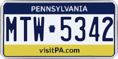 PA license plate MTW5342