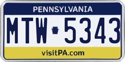 PA license plate MTW5343