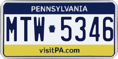 PA license plate MTW5346