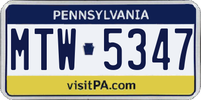 PA license plate MTW5347