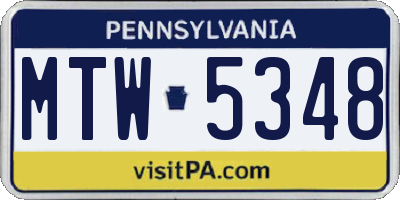 PA license plate MTW5348