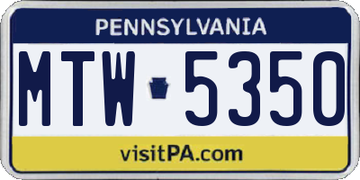 PA license plate MTW5350