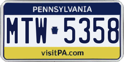 PA license plate MTW5358