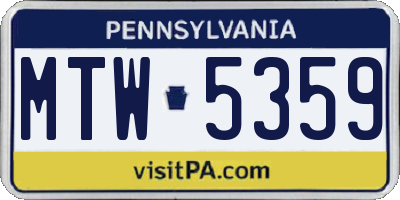 PA license plate MTW5359