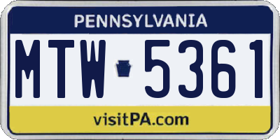 PA license plate MTW5361