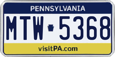 PA license plate MTW5368