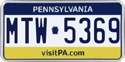 PA license plate MTW5369