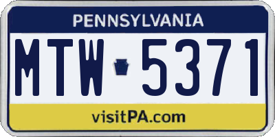 PA license plate MTW5371