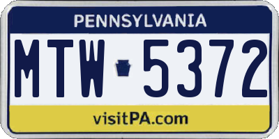 PA license plate MTW5372