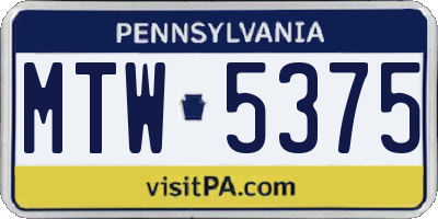 PA license plate MTW5375