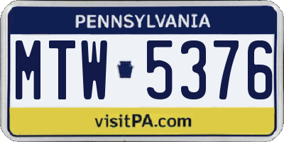 PA license plate MTW5376