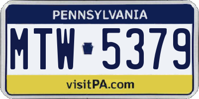 PA license plate MTW5379