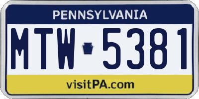 PA license plate MTW5381