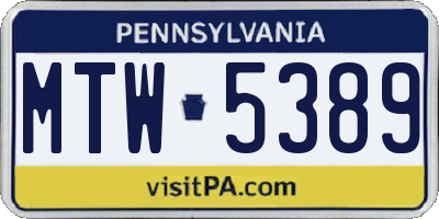 PA license plate MTW5389
