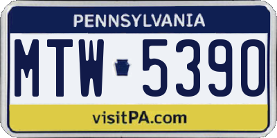 PA license plate MTW5390